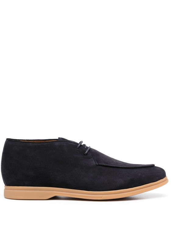 Shop Eleventy Navy Blue Suede Shoes In Black