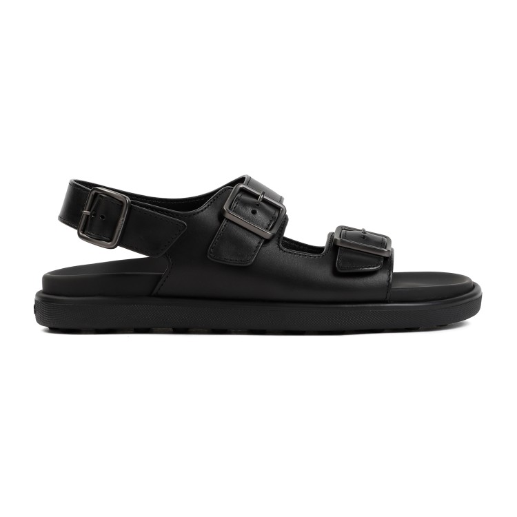 Shop Tod's Black Leather Sandals