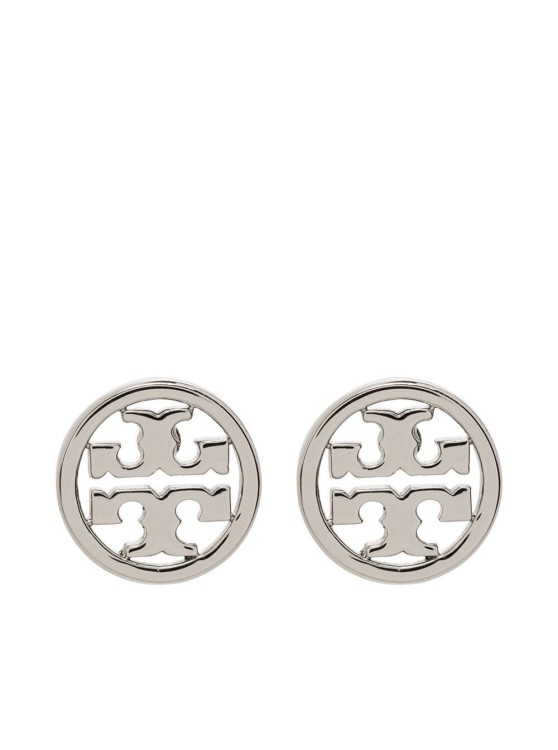 Tory Burch Silver Brass Earrings With Logo