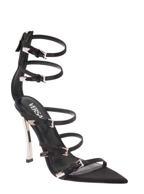 Shop Versace Pin-point Sandals In Black Leather