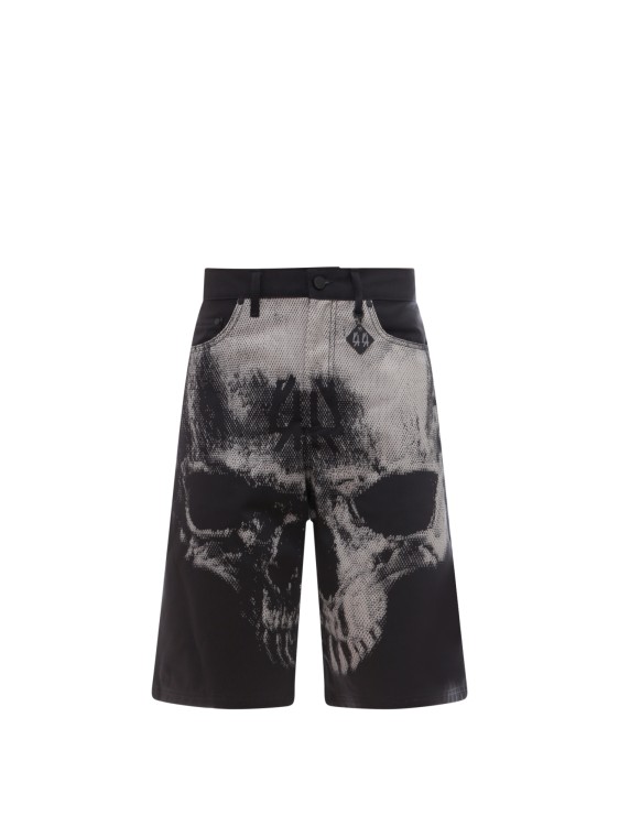 Shop 44 Label Group Cotton Bermuda Shorts With Skull Print In Black