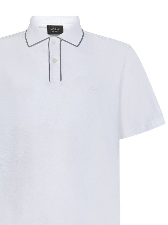 Shop Brioni White Cotton Polo Shirt