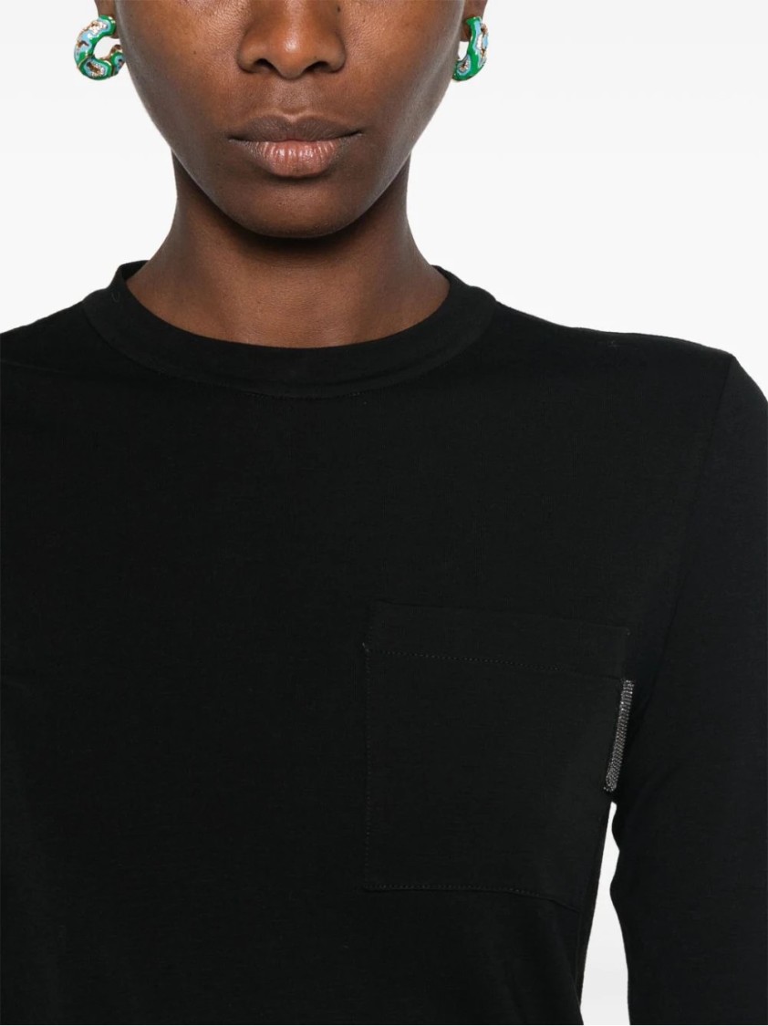 Brunello Cucinelli Chest-pocket T-shirtt In Black
