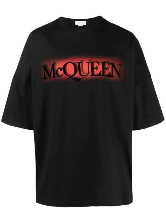 Alexander Mcqueen Logo-print Cotton T-shirt In Black Red