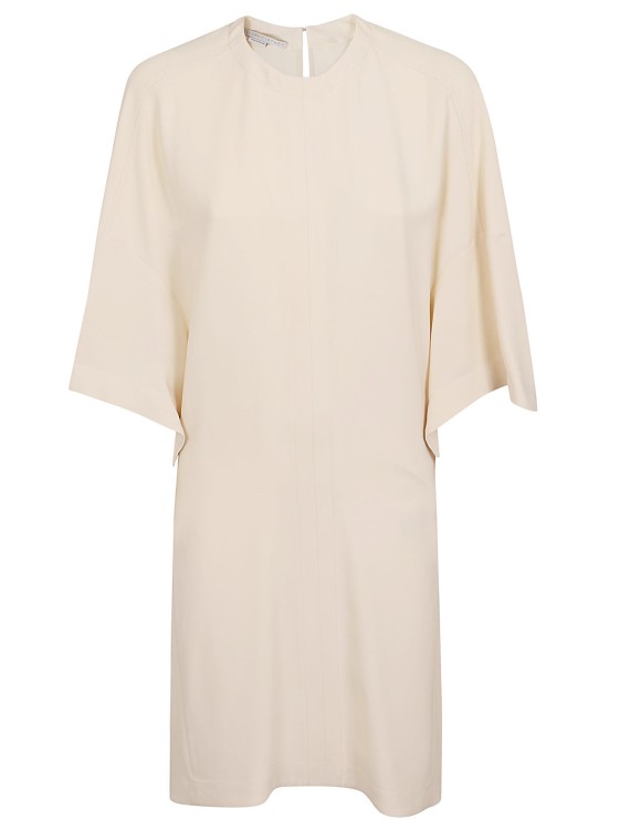 Shop Stella Mccartney T-shirt Dress In Stretch Viscose And Silk Blend Cady In Neutrals