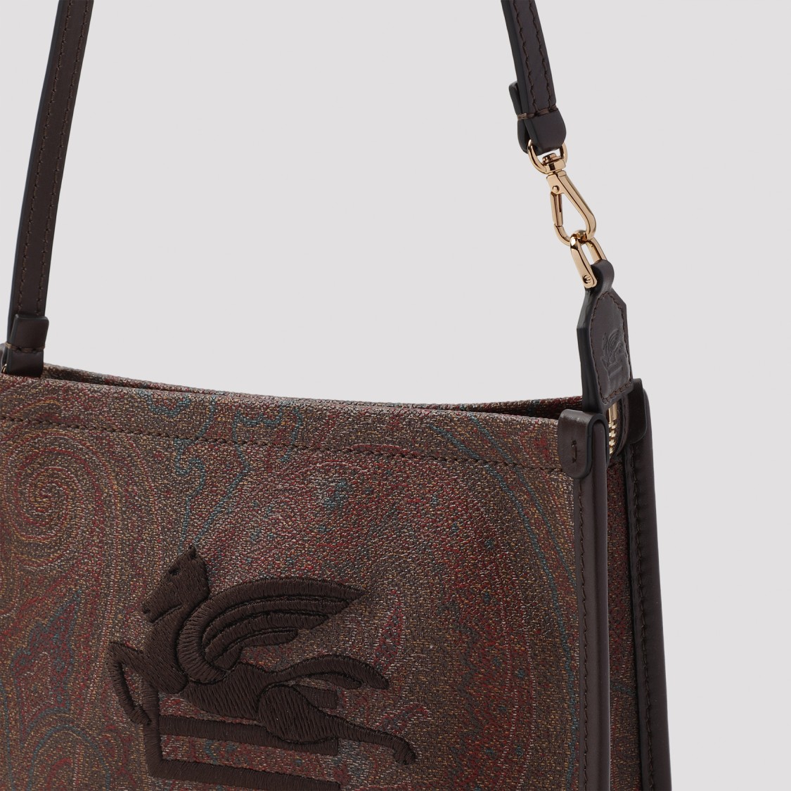 Etro Jacquard Zipped Shoulder Bag In Brown