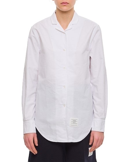 Thom Browne Lapel Collar Cotton Shirt In White
