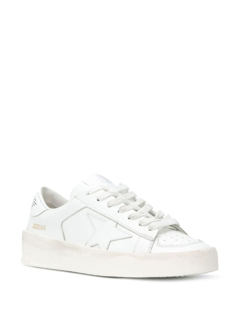 Golden Goose Deluxe Brand Round Toe White Sneakers In White