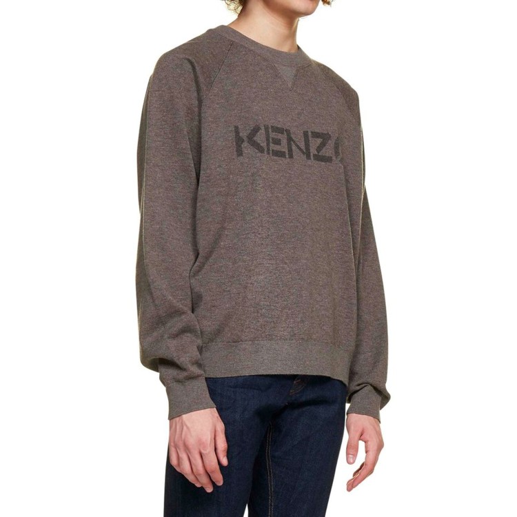 Shop Kenzo Logo Brown Sweater In Grey