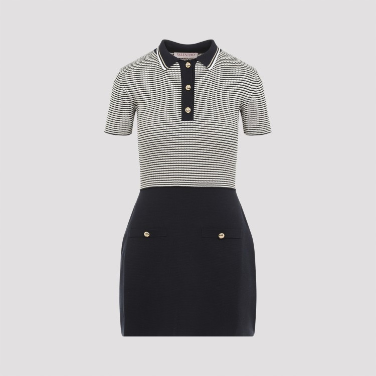 Valentino Multicolor Cotton Mini Dress In Black