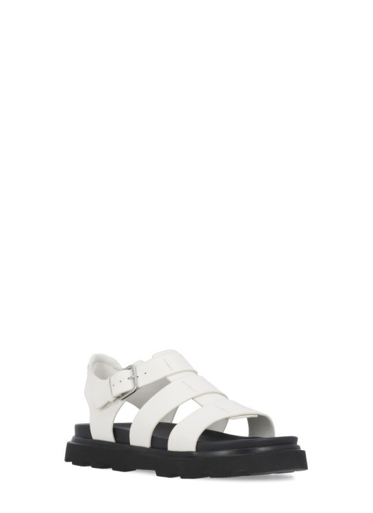 Shop Ugg White Smooth Leather Sandals