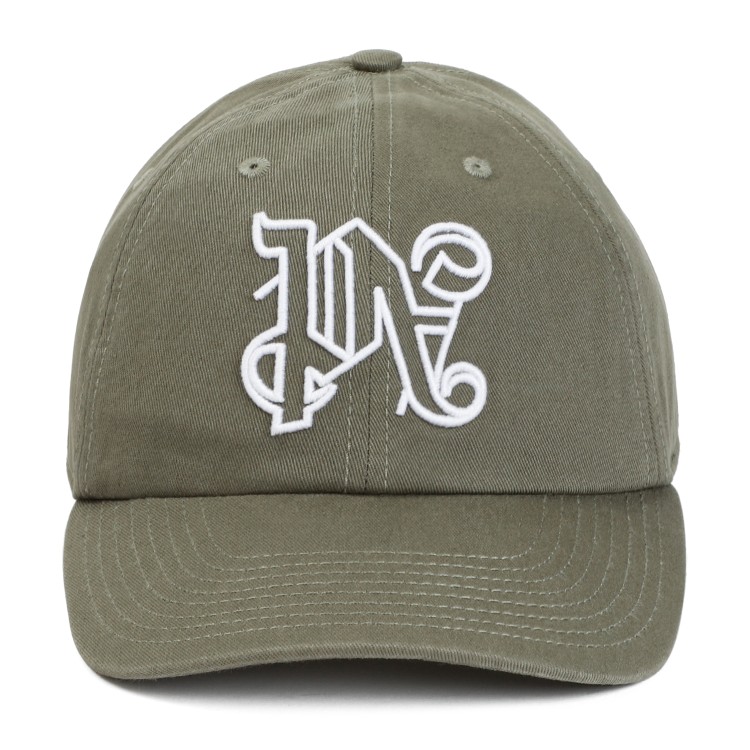 Shop Palm Angels Military Green Cotton Logo Cap In Grey