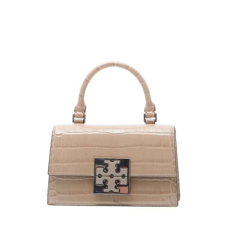 Tory Burch Mini Top-handle Dove Gray Patent Leather In Neutrals