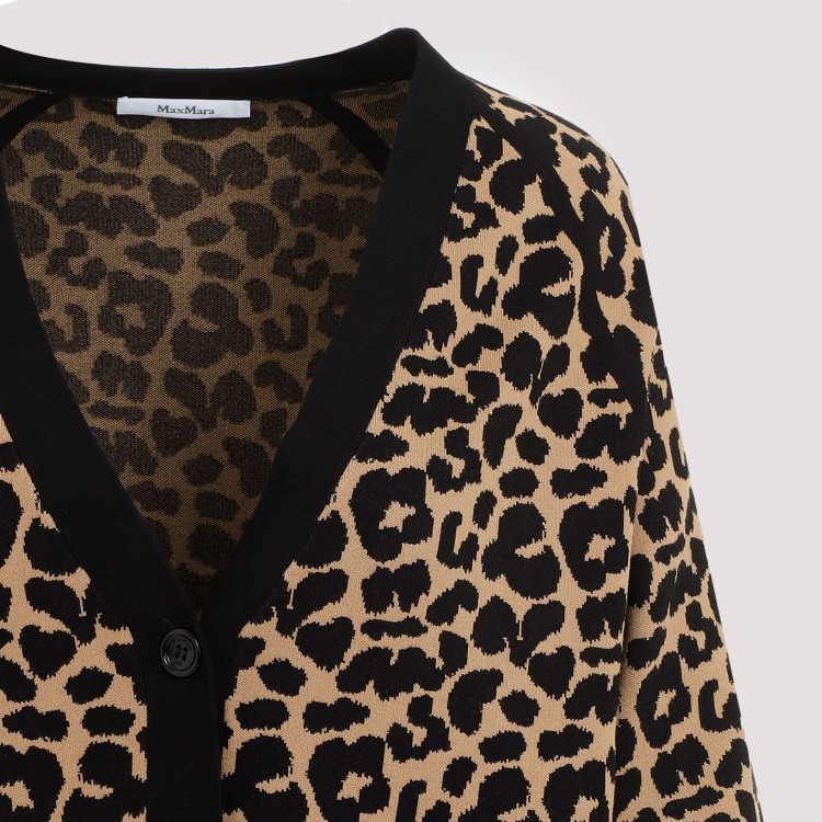 Shop Max Mara Tenore Leopard Animalier Viscose Cardigan In Brown