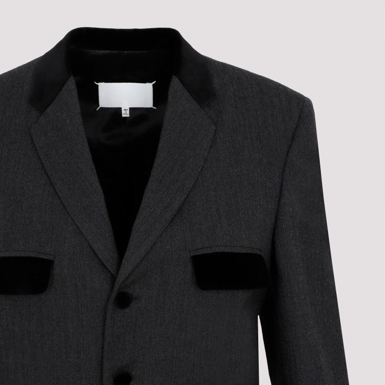 Maison Margiela Charcoal Gray Wool Long Jacket In Black