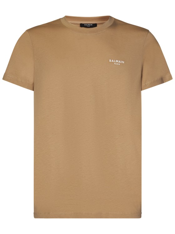 Balmain Beige Organic Cotton Jersey T-shirt In Brown