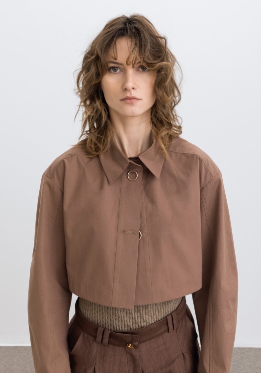 Shop Aeron Thurman - Cropped Shirt In Brown