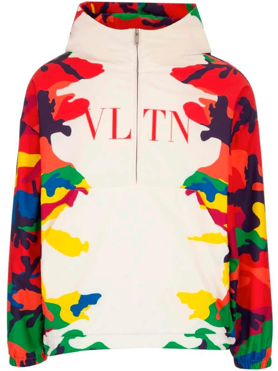 Valentino Camou7 Printed Hooded Anorak Jacket In White