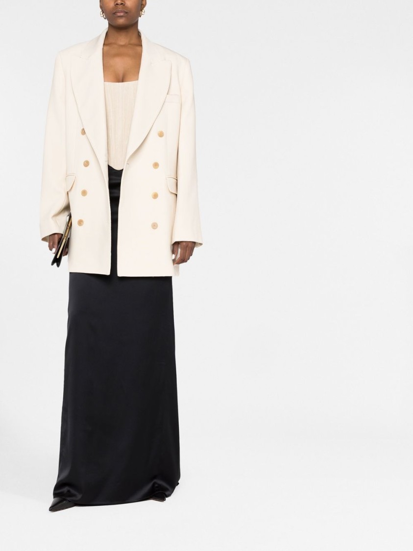 Khaite Wool Blend Double-breasted Jacket In Neutrals