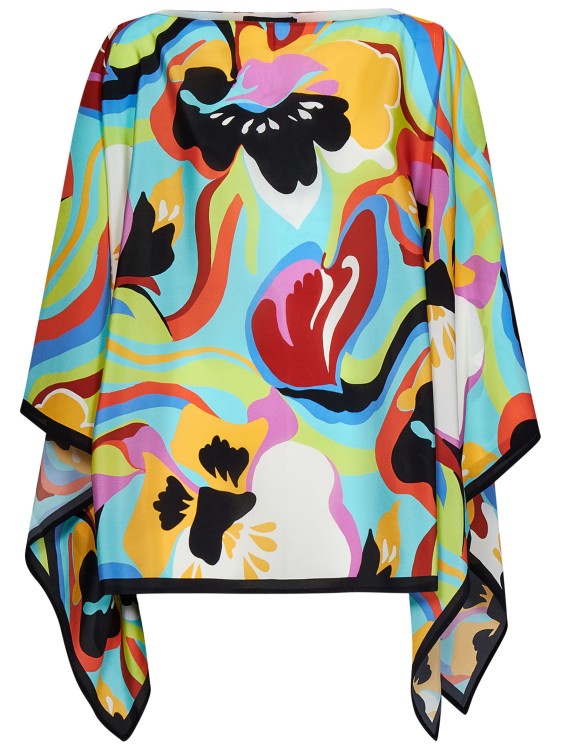 Etro Abstract Colorblocked Poncho In Blue