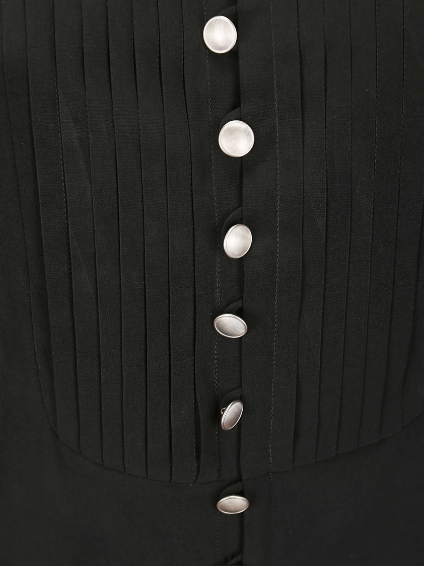 Yohji Yamamoto Pleated Asymmetric-hem Blouse In Black