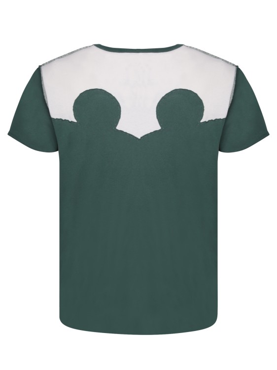 Shop Maison Margiela Green Cotton T-shirt With Logo Print