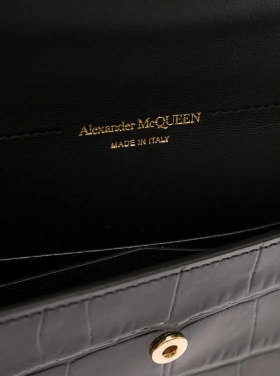 Shop Alexander Mcqueen Skull' Black Croc Effect Envelope Pouch
