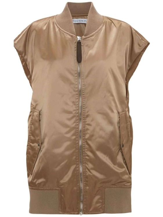 Shop Jw Anderson Satin-finish Bomber Gilet In Neutrals