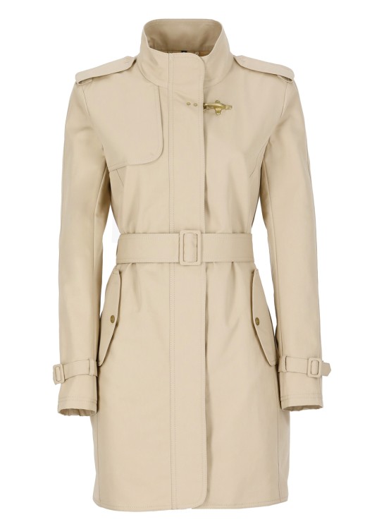 Shop Fay Cotton Trench Coat In Neutrals