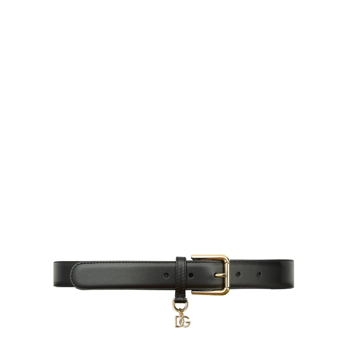 Dolce & Gabbana Adjustable Smooth Leather Belt With Gold-tone Buckle In Black