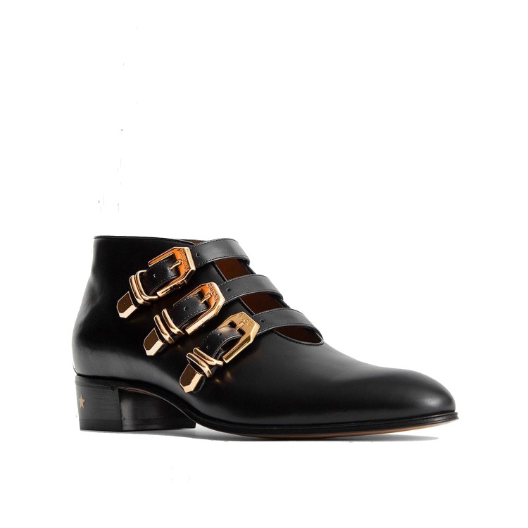 Shop Gucci Leather Ankle Boots In Gold