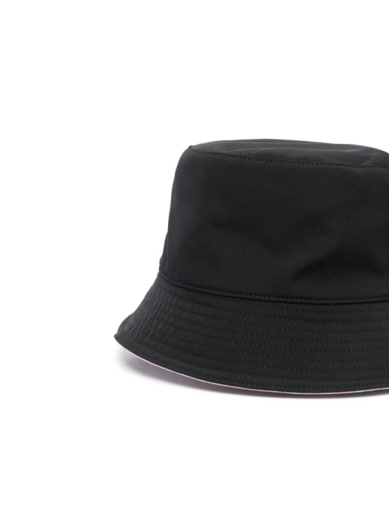 Shop Alexander Mcqueen Black And White Reversible Bucket Hat With Logo Embroidery In Polyamide