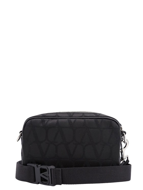 Shop Valentino Tech Fabric Shoulder Bag With Toile Iconographe Motif In Black