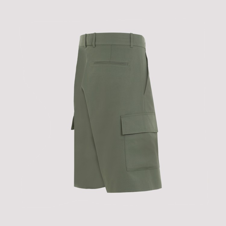 Shop Drôle De Monsieur Khaki Green Virgin Wool Cargo Shorts In Grey