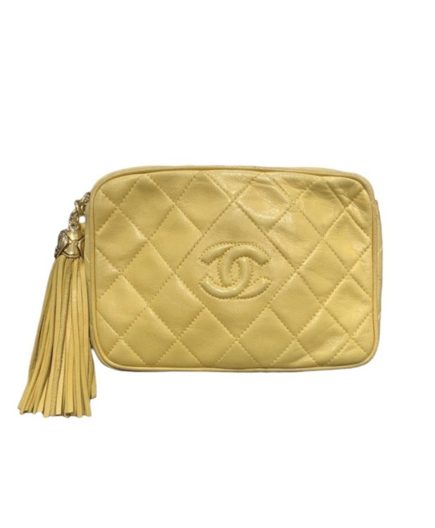 Pre-owned Chanel Yellow Camera Bag In Gold