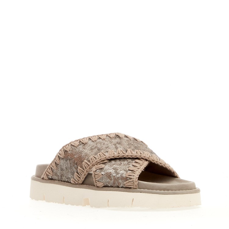 Shop Mou Gunmetal Sequin Cross Wedge In Neutrals