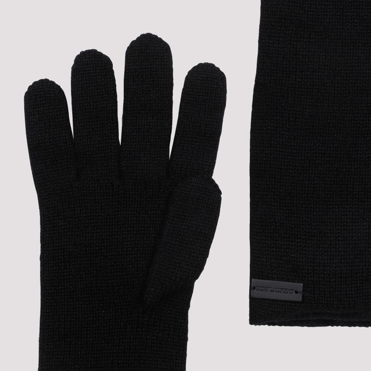 Shop Saint Laurent Black Cashmere Gloves