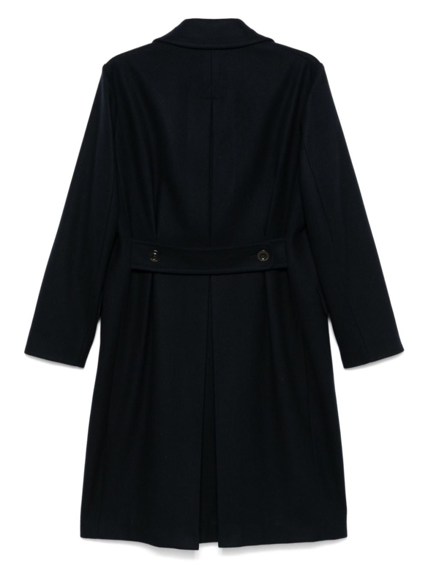 Boglioli Double-breasted Wool Blend Coat With Tailored Fit And Detailing In Black