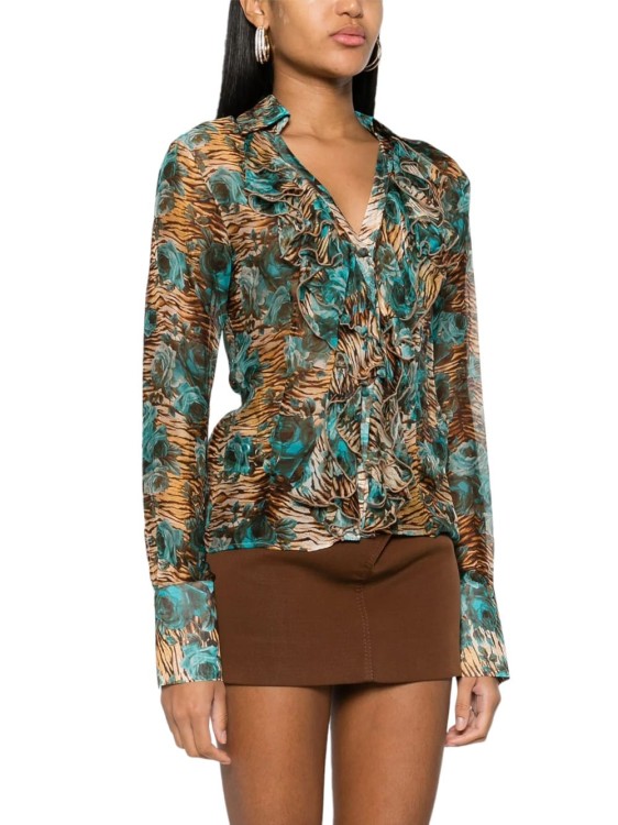 Shop Blugirl Beige Patterned Shirts With Roses In Multicolor