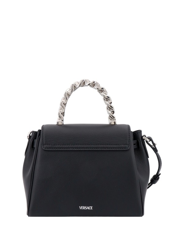 Shop Versace Leather Handbag With Frontal Metal Medusa Logo In Black