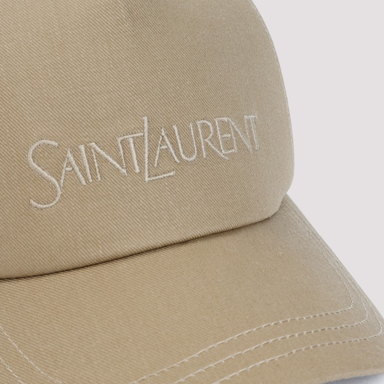 Shop Saint Laurent Beige Cotton And Linen Baseball Cap In Brown