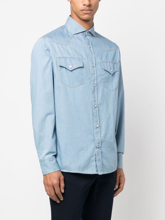 Shop Brunello Cucinelli Button-up Denim Shirt In Blue