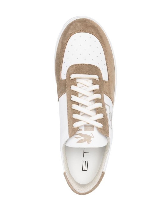 Shop Etro Sneakers Pegaso Logo Beige/white In Neutrals