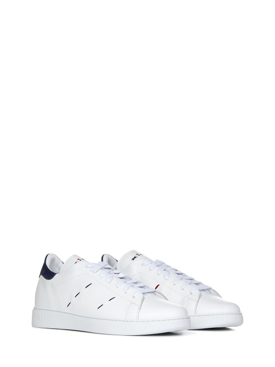 Shop Kiton White Calf Leather Sneakers