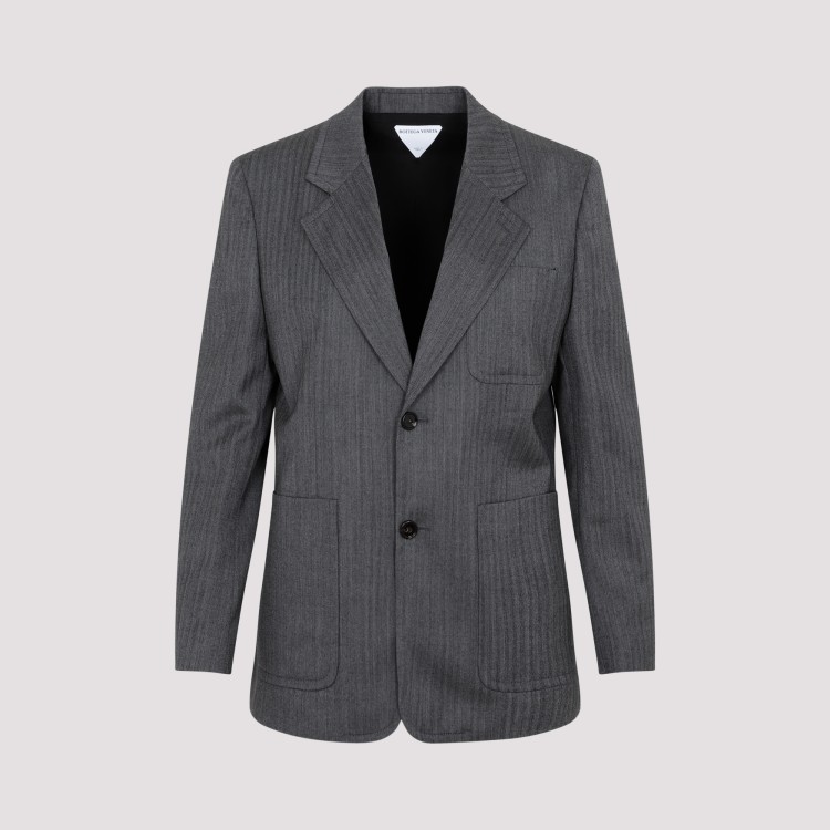 Bottega Veneta Chevron Pattern Jacket In Grey
