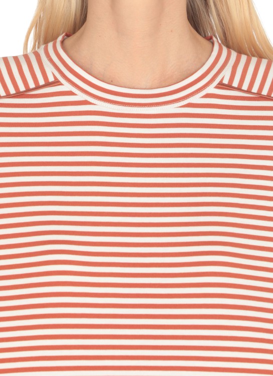 Shop Brunello Cucinelli Cotton Striped T-shirt In Orange