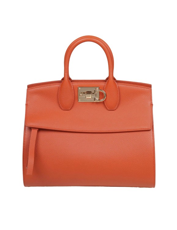 Shop Ferragamo Studio Sof Handbag In Terracotta Color Leather In Orange