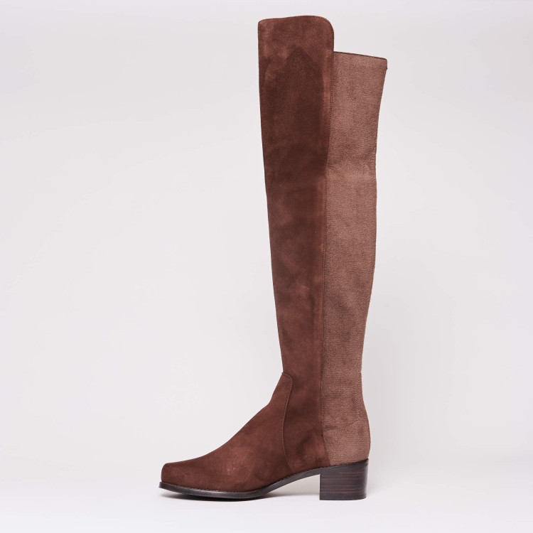 Shop Stuart Weitzman Boot With Low Heel In Dark Brown Leather