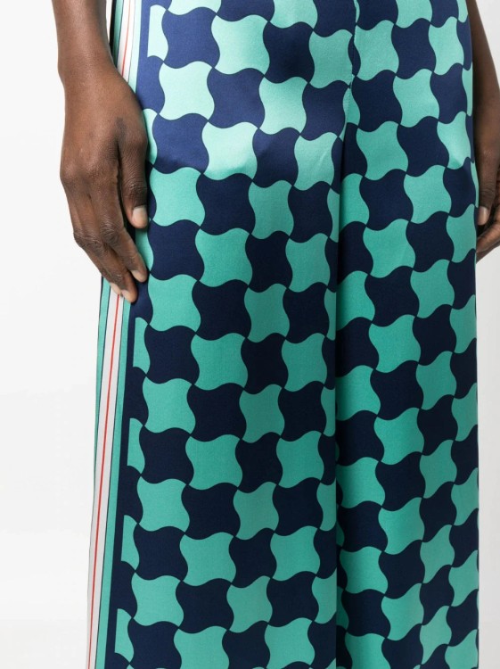 Shop Casablanca Graphic-print Silk Trousers In Blue