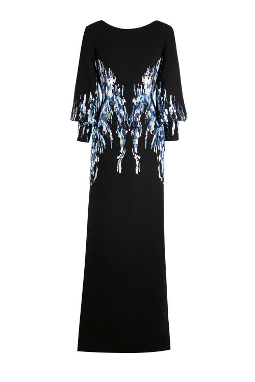 Shop Saiid Kobeisy Long Crepe Beaded Dress In Black